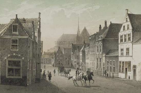 De pieterskerkgracht in Leiden.