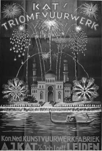 een reclameposter voor Kat vuurwerk een reclameposter voor Kat vuurwerk